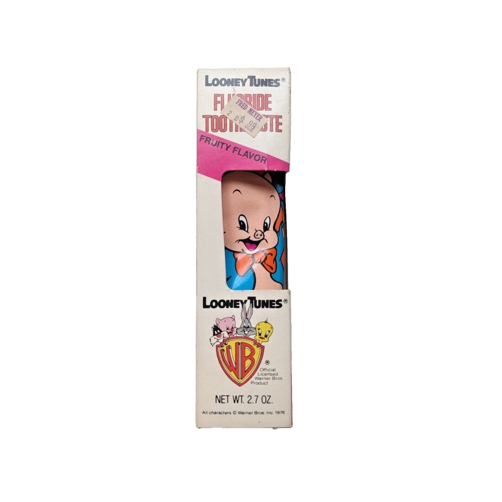 Vintage WB Looney Tunes Anti-Cavity Fluoride Toothpaste NOS Porky Pig c1970s-80s
